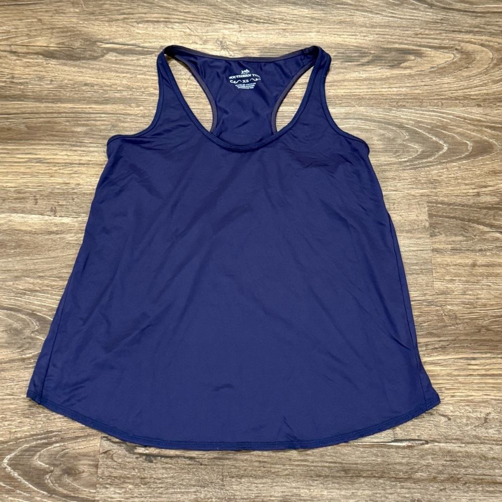 Southern Tide Womens Navy Blue Racerback‎ Tulip Split Back Active Tank Top XS